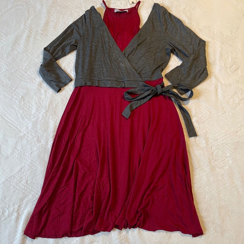NWT - Bailey 44 - Anthropologie Red and Grey dress Size M